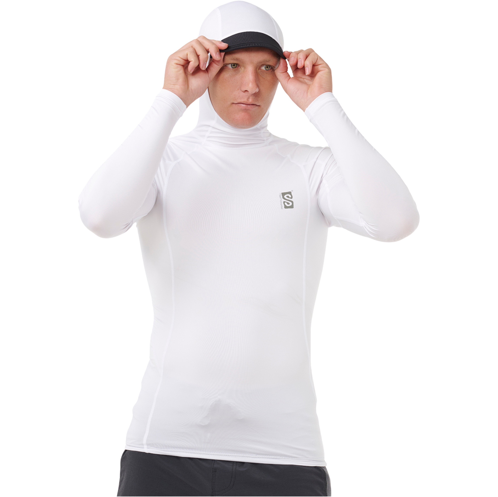 2026 Rip Curl Männer Suche UPF Performance Kapuzen-Langarm-Lycra-Weste 16IMRV - White